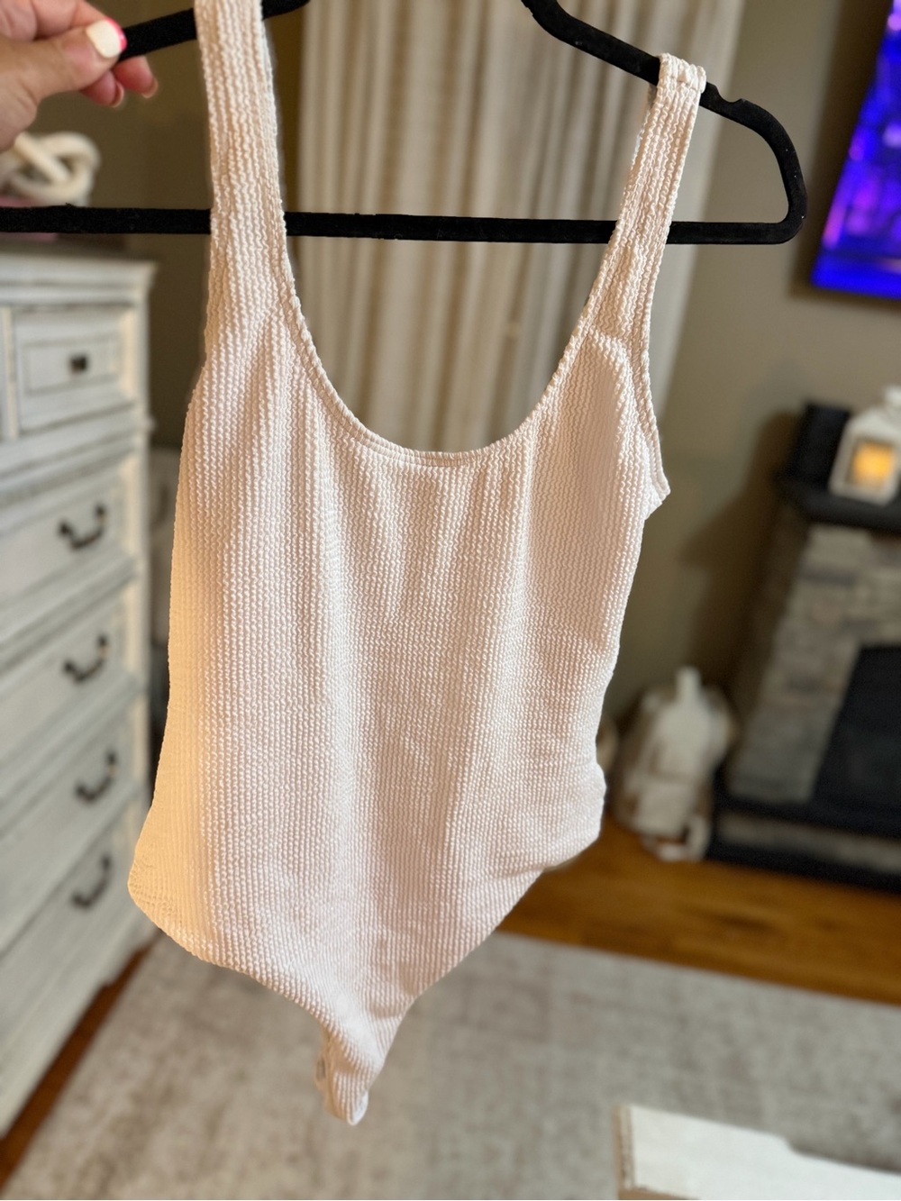 Kendall & Kylie Textured Scoop One-Piece Swimsuit - Off-White